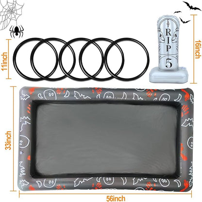 Giant Tombstone Ring Toss Games Halloween Party Game Favors for Kids Inflatable Gravestone Ring Toss Game Halloween Party Decor Outdoor Carnival Game Classroom Indoor Outdoor School Yard