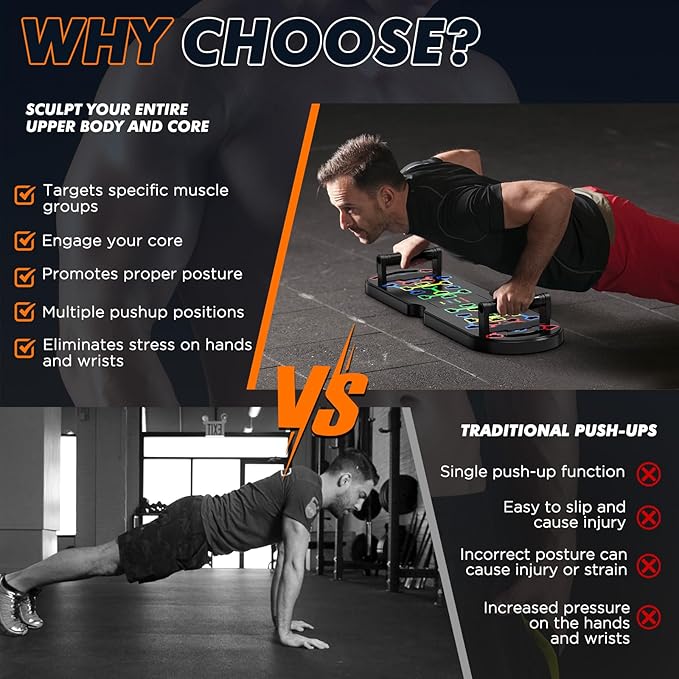 Portable Home Gym Workout Equipment, Push Up Board, Pilates Bar & Fitness Accessories with Resistance Bands for Upper Body Strength Training Full Body Workout at Home