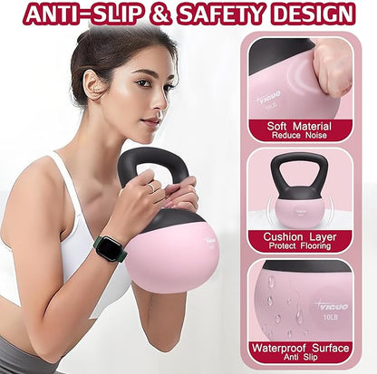 YIGUO Soft Kettlebell, Kettlebells 10 lb Anti-Slip Grip Weight for Home Workouts, Kettlebell for Safe Strength Training for Women & Men & Beginners