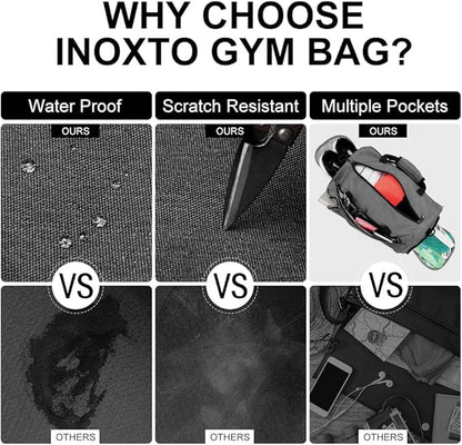 INOXTO Small Sports Gym Bag，Travel Duffel Bag with Dry Wet Pocket and Shoes Compartment for Women and Men，35L Waterproof Weekender Fitness bag For Swim Sports Travel Working Out (dark grey 2)
