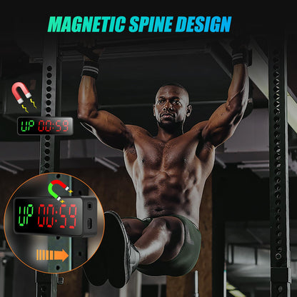 Small Gym Timer Clock Stopwatch Magnetic Workout Interval Timer, Large LED Digital Display, Home