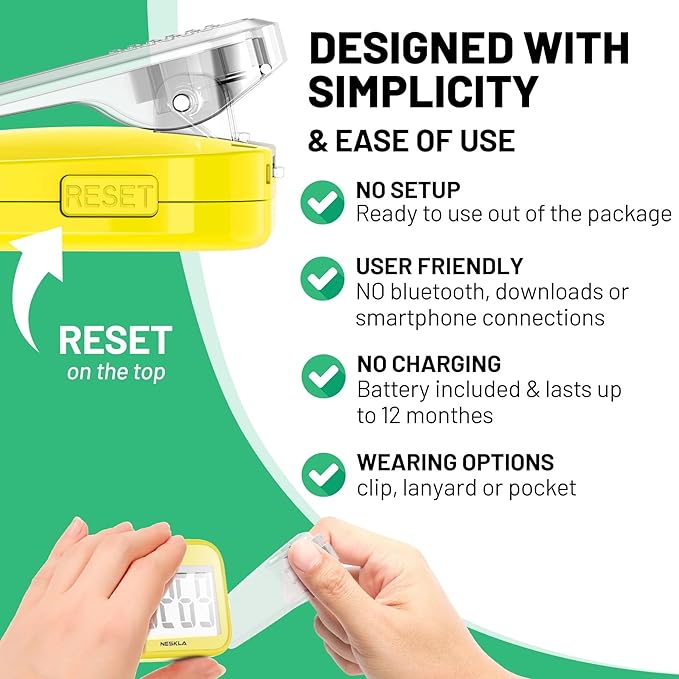 3D Pedometer for Walking, Simple Step Counter with Large Digital Display, Step Tracker with Removable Clip Lanyard, Accurately Track Steps for Men Women Kids Adults Seniors