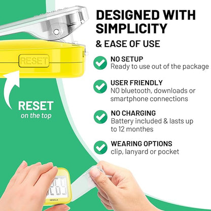 3D Pedometer for Walking, Simple Step Counter with Large Digital Display, Step Tracker with Removable Clip Lanyard, Accurately Track Steps for Men Women Kids Adults Seniors