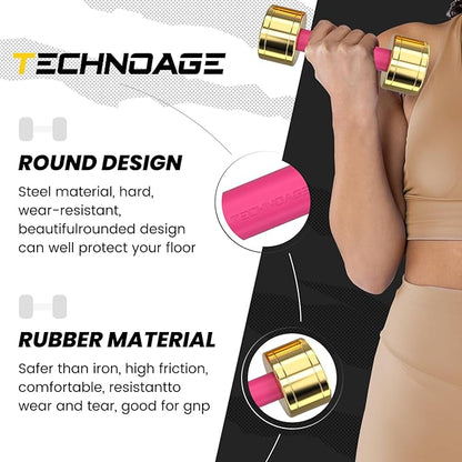 TECHNOAGE Round Dumbbell Sets with Steel Handle, Odorless Neoprene rubber Handle Cover
