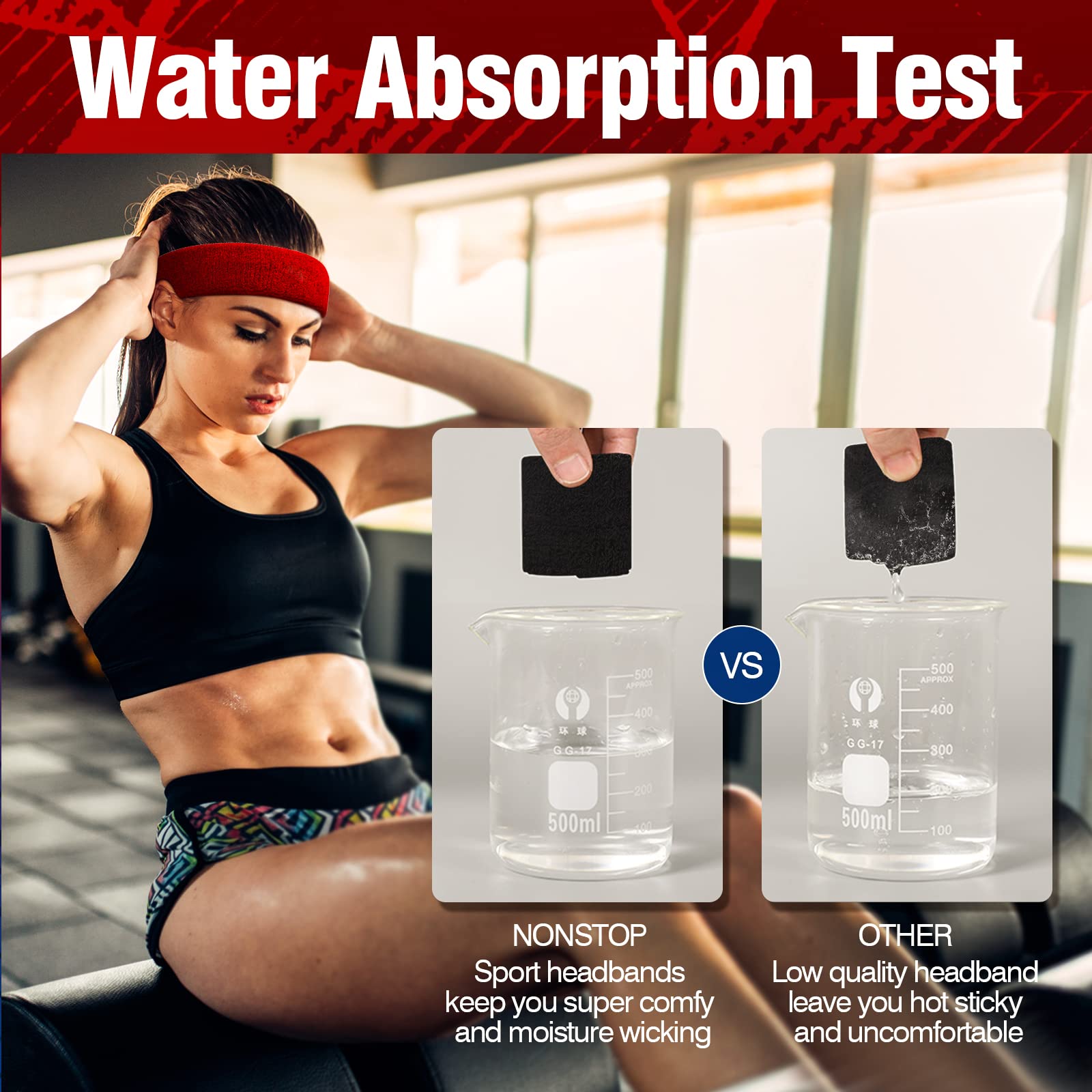 NONSTOP Mens Headband Sweatbands for Men Women, Sweat Wicking Head Bands Mens Sports Towel