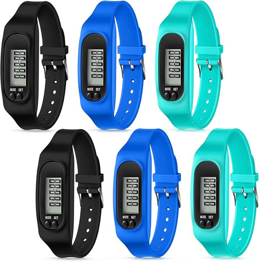 Geyoga 24 Pcs Pedometer for Walking Steps and Miles Pedometer Watch Silicone Steps Tracker Running Bracelet Ankle Step Counter for Calorie Burning and Step Counting