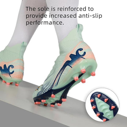 Men's High Top Soccer Shoes FG Long Spikes Adult Football Shoes Lightweight Professional Athletic Training