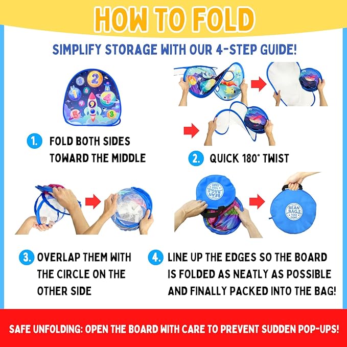 2 in-1 Dinosaur and Spaceship-Themed 27-inch Bean Bag Toss Game Set for for 1-2 Players, Backyard Games, Family Party, Birthday, for Toddlers Ages 3 4 5 6 Year Old- Amazon Exclusive