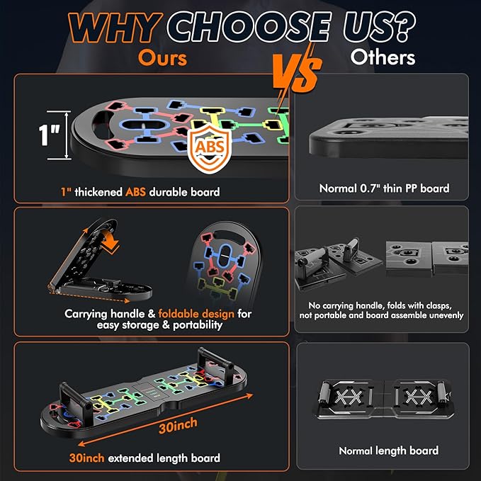 Portable Home Gym Workout Equipment, Push Up Board, Pilates Bar & Fitness Accessories with Resistance Bands for Upper Body Strength Training Full Body Workout at Home