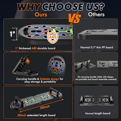 Portable Home Gym Workout Equipment, Push Up Board, Pilates Bar & Fitness Accessories with Resistance Bands for Upper Body Strength Training Full Body Workout at Home