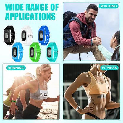 Geyoga 24 Pcs Pedometer for Walking Steps and Miles Pedometer Watch Silicone Steps Tracker Running Bracelet Ankle Step Counter for Calorie Burning and Step Counting