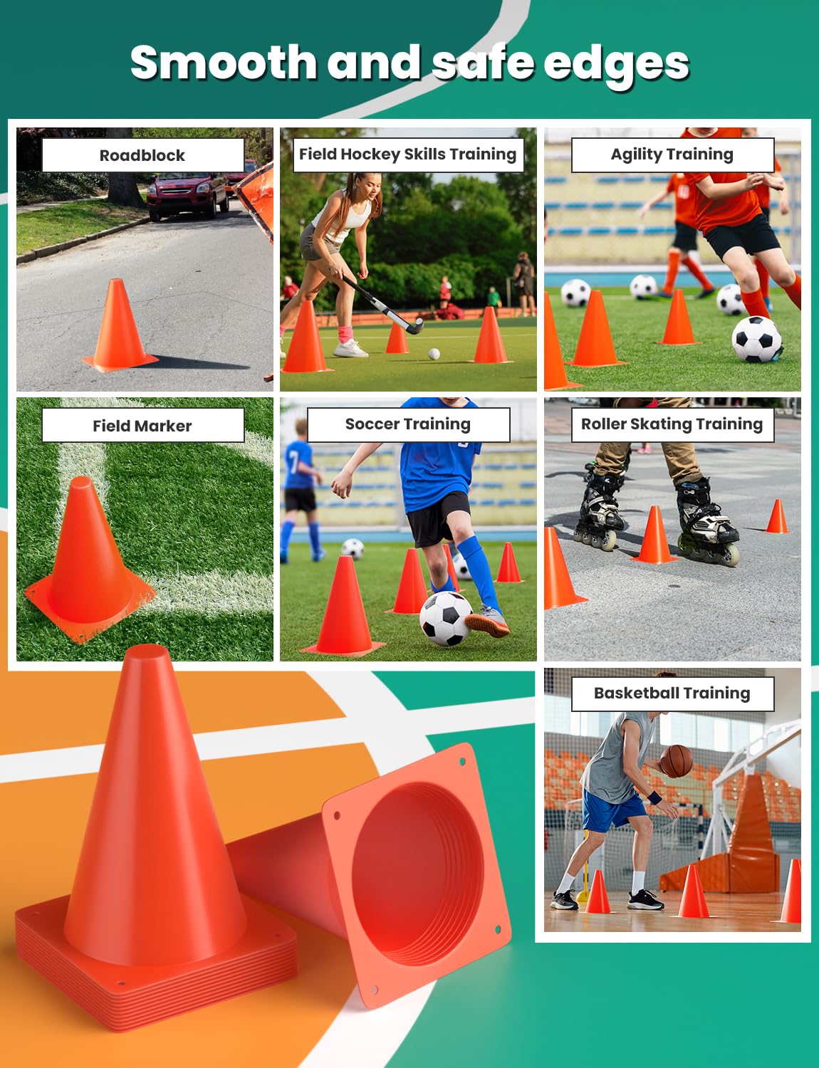 GHB Soccer Cones 7" 9" of 12 24 Pack Disc Soccer Sport Cones
