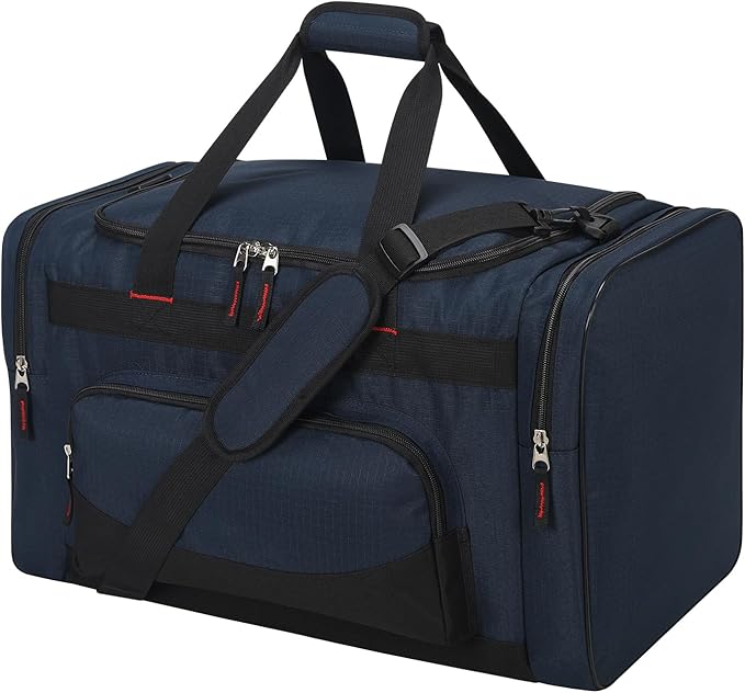 22 inch Gym Bag for Men - 55L Large Travel Duffle Bag Sports Equipment Bag with Multiple Zippered Pockets,Outdoor Workout Duffle Bag for Overnight Weekend - Navy Blue