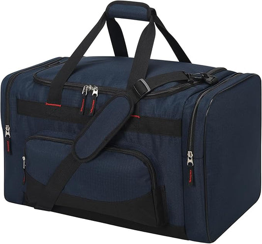 22 inch Gym Bag for Men - 55L Large Travel Duffle Bag Sports Equipment Bag with Multiple Zippered Pockets,Outdoor Workout Duffle Bag for Overnight Weekend - Navy Blue