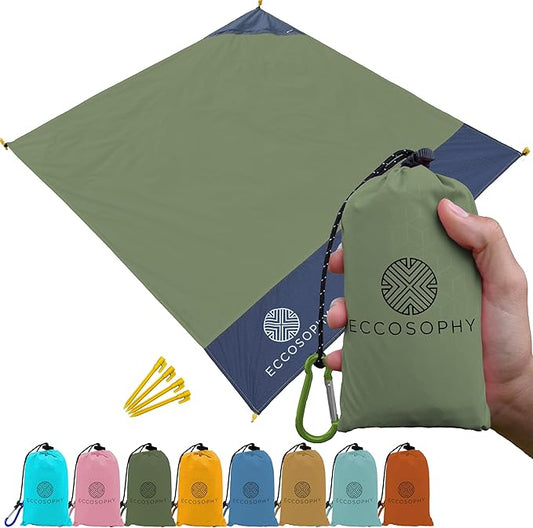 ECCOSOPHY Sand Proof Beach Blanket - Waterproof Picnic Blanket 60x55-Outdoor Compact Pocket