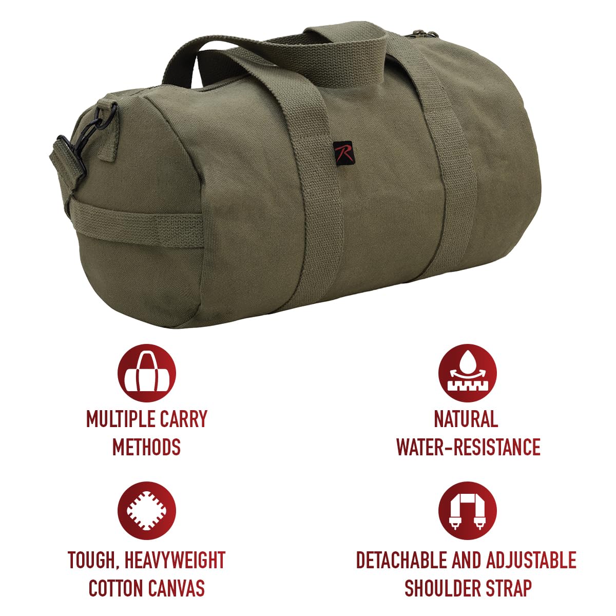Rothco Canvas Shoulder Duffle Bag Duffel Gym Bag for Men Women Sports Duffel Bag, Olive Drab, 19