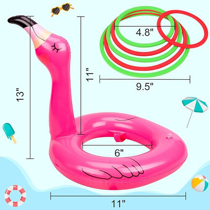 3 PCS Flamingo Inflatable Ring Toss Game - Pool Party Toys Supplies Luau Decorations