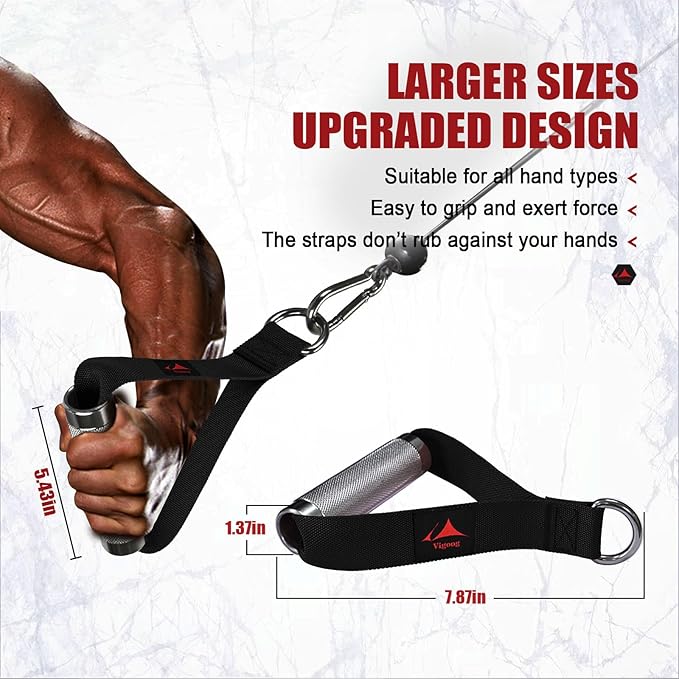 Heavy Duty Metal Workout Handles，Replacement Grip Attachments for Cable Machines, Resistance Bands, LAT Pulldown, Strength Exercise Home Gym & Commercial Fitness Equipment