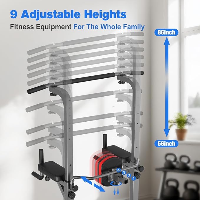 RELIFE REBUILD YOUR LIFE Power Tower Pull Up Bar Station Workout Dip Station for Home Gym Strength Training Fitness Equipment