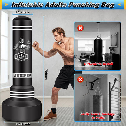 Freestanding Punching Bag for Adults, 70" Inflatable Kicking Bag Boxing Bag