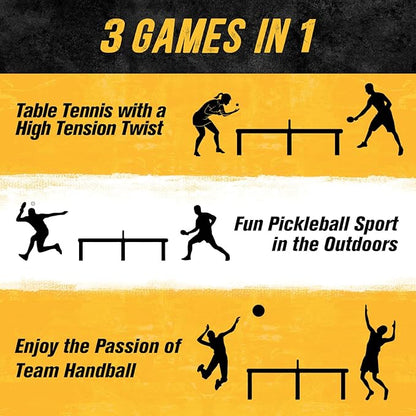 PodiuMax Outdoor Family Game Table Tennis Table, Portable Ping Pong/Pickleball/Volleyball Sport Net, Outdoor Game Set for Adults and Family, Ping Pong Tables for Backyard & Beach & Park