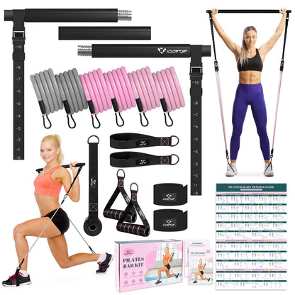 Pilates Bar Kit with Resistance Bands, Multifunctional Yoga Pilates Kit