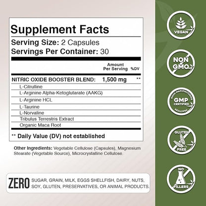 Gade Nutrition Nitric Oxide Supplement - L Arginine Capsules ??Helps to Improve Energy, Endurance & Performance - Pre Workout - Muscle Builder - with All Essential Amino Acid and Maca Root
