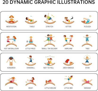 KHTO Balance Board for Kids & Adults - Super Fun Wobble Board for Toddlers, Teens & Parents! 10-Layer Beech Wood, Non-Slip Felt, 680 lbs Limit - Includes 20 Training Moves Guide for Core Strength & Family Fun!