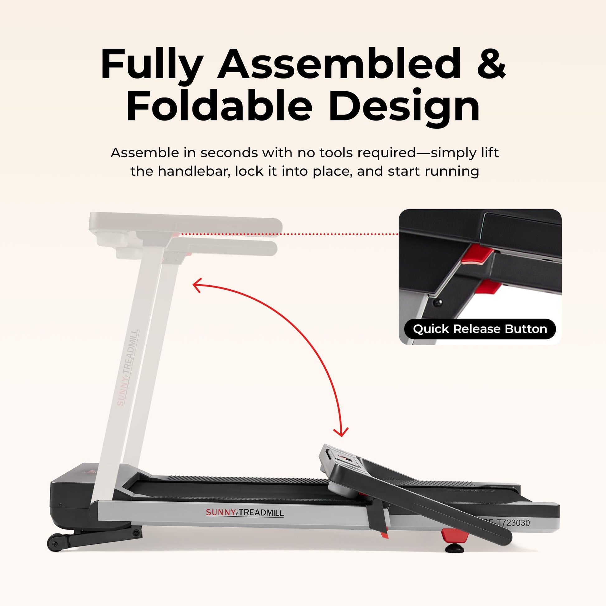 Sunny Health & Fitness Auto Incline Treadmill, Fully Assembled Walking Pad