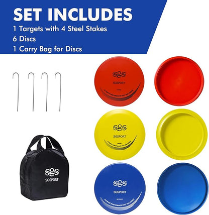 Disc Golf Basket with Discs | Portable Disc Golf Target with Heavy Duty 24-Chains Disc Golf Course Basket, Come with 6pcs Disc Golf Discs with Carry Bag