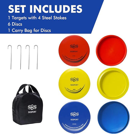 Disc Golf Basket with Discs | Portable Disc Golf Target with Heavy Duty 24-Chains Disc Golf Course Basket, Come with 6pcs Disc Golf Discs with Carry Bag
