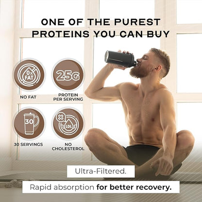 Muscle Feast Grass-Fed Whey Protein Isolate, All Natural Hormone Free Pasture Raised, Whey Isolate Protein Powder for Men and Women, Clean, Gluten-Free, Delicious Isolate Protein - Chocolate, 2lb
