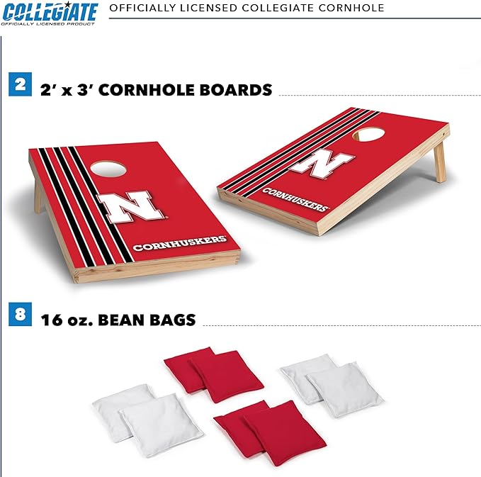 2' x 3' Solid Wood Cornhole Set with Direct Print HD Team Graphics – Great Gift for Any NCAA Fan! Bean Bag Toss Family Outdoor Games