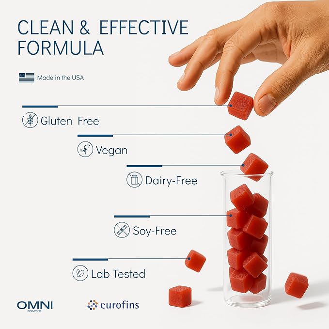 Creatine Monohydrate Gummies - Supports Muscle Growth, Recovery & Brain Function - Convenient & Easy to Take - Great Tasting Watermelon Flavor - 1g per Gummy, Low Sugar - 90 Count