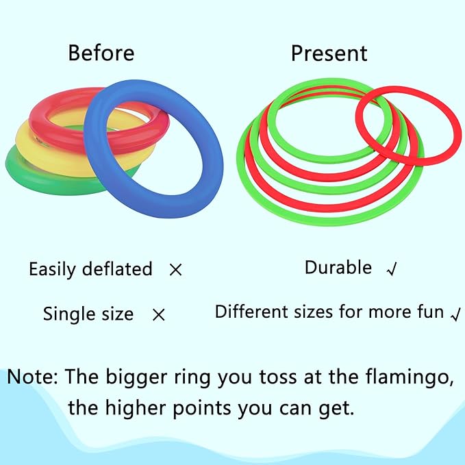 3 PCS Flamingo Inflatable Ring Toss Game - Pool Party Toys Supplies Luau Decorations