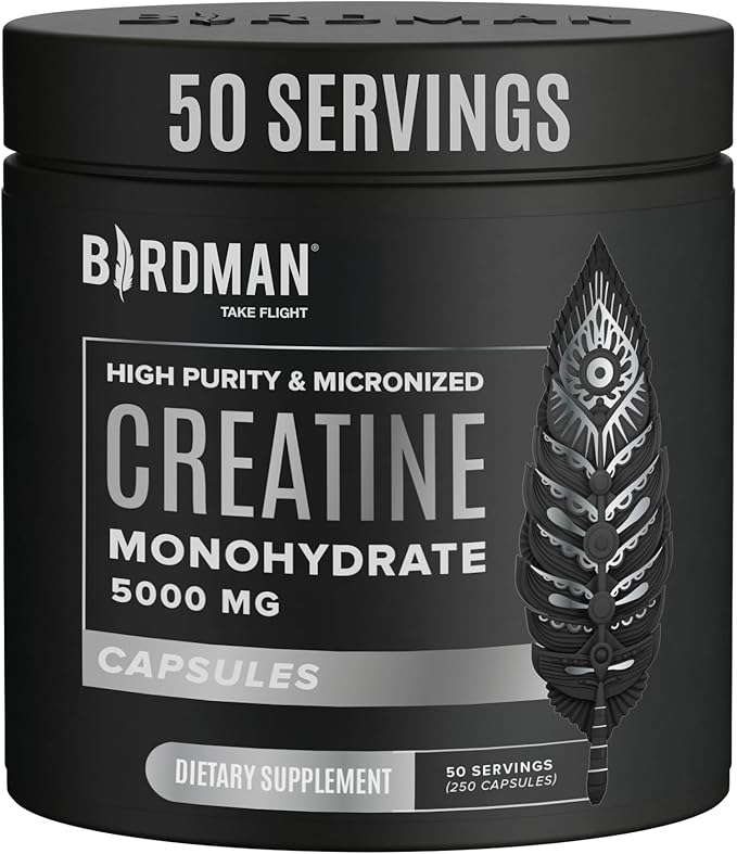 Micronized Creatine Monohydrate Capsules for Muscle Growth & Recovery, Pre & Post Workout, Vegan Creatine, Caffeine Free, Gluten Free, Sugar Free | 50 Servings | 250 Capsules
