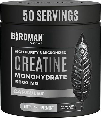 Micronized Creatine Monohydrate Capsules for Muscle Growth & Recovery, Pre & Post Workout, Vegan Creatine, Caffeine Free, Gluten Free, Sugar Free | 50 Servings | 250 Capsules
