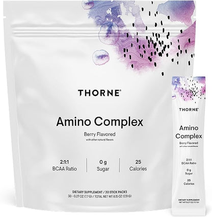 THORNE - Amino Complex - Clinically-Validated EAA and BCAA Powder for Pre or Post-Workout - Promotes Lean Muscle Mass & Energy Production* - NSF Certified for Sport - 30 Servings - 8.15 Oz - Berry