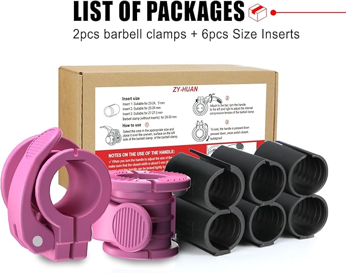 Barbell Clips 1 Inch Quick Release Weight Clamps 0.9-1.18inch Multi-Size Adjustable Olympic Clamps for Bars