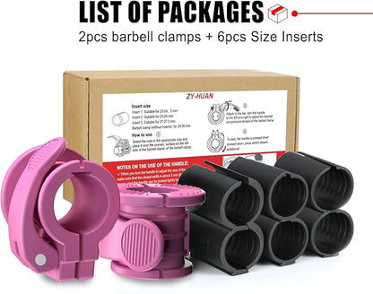 Barbell Clips 1 Inch Quick Release Weight Clamps 0.9-1.18inch Multi-Size Adjustable Olympic Clamps for Bars