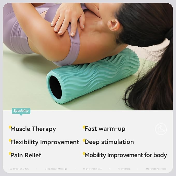 SUBCULTURE Pick Foam Roller - Medium Density Deep Tissue Massager for Muscle Massage and Myofascial Wave Textured Release, Back Roller for Pain Relief & Stretching