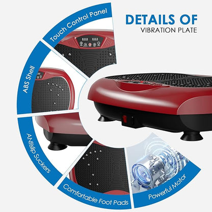 Vibration Plate Exercise Machine - Whole Body Workout Vibration Platform Lymphatic Drainage Machine for Weight Loss Home Fitness with Resistance Bands Remote