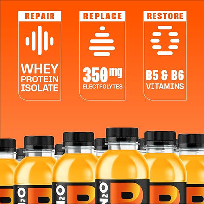 Protein2o Hydration Drink - 2-in-1 Liquid Clear Whey Protein Isolate and Electrolyte Drink - 20g Protein, Vitamins B5, B6 - Post-Workout Recovery - 16.9 Fl Oz - 12 Count Orange Mango