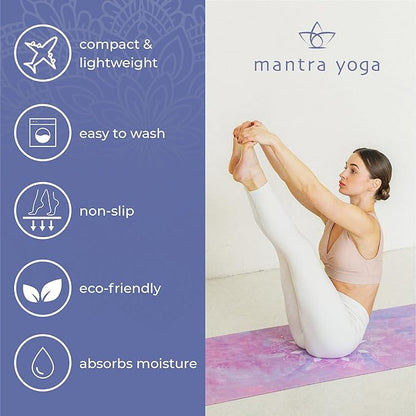 Mantra Yoga Travel PRO 1.5mm - Foldable Fitness & Exercise Mat with Bag | Lightweight, Compact & Eco-Friendly | Non-Slip & Washable | For All Types of Yoga | 72" L x 24" W | 2.6 lbs