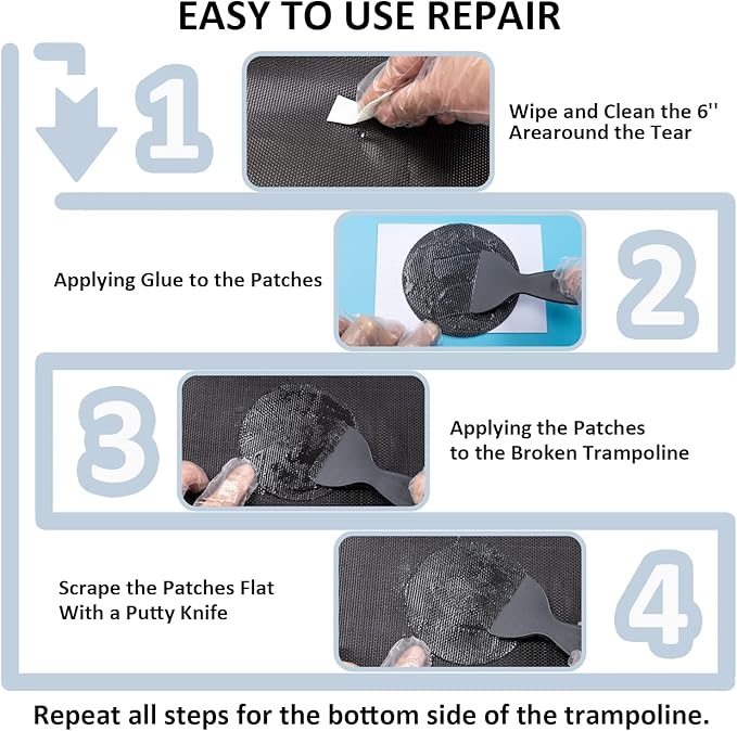 Trampoline Patch Repair Kit 4 inch Circle On Patches | Repair Trampoline Mat Tear or Hole in a Trampoline Mat (2 Pieces)