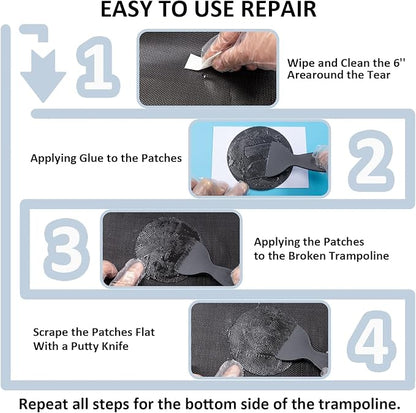 Trampoline Patch Repair Kit 4 inch Circle On Patches | Repair Trampoline Mat Tear or Hole in a Trampoline Mat (2 Pieces)