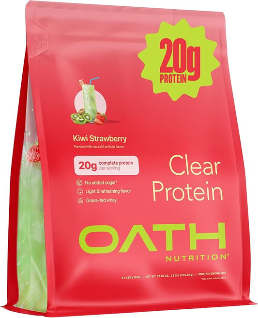 Clear Whey Isolate Protein Powder, Kiwi Strawberry, 20g Complete Protein per Serving, No Added