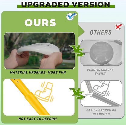 Teamaze Flying Disc Game Set with Height-Adjustable Poles & Score Tracker, Outdoor Bottle Toss Game for Beach, Lawn, Camping, Polish Horseshoes Set for Family & Friends Party Games