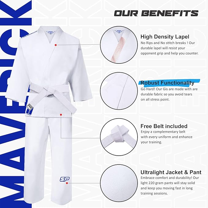 Starpro Karate Gi for Kids & Adults – Lightweight Uniform with Jacket Pants & Free Belt – Ideal for Beginners