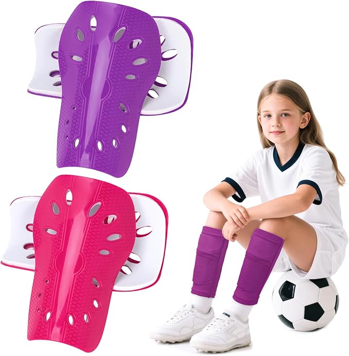 2 Pairs Shin Guards Soccer for Kids,Shin Pads Extra Lightweight Breathable Slide in Shin Guard for Football Training Match Outdoor Activities Protective Slip-in Shin Guards for Boys Girls
